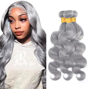 Grey Human Hair Bundles Gray Body Wave Bundle 20 22 24 inch Silver Hair Extensions Double Weft Color Gray