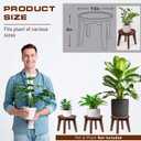 Demigo Indoor Plant Stand, Acacia Wooden Decorative Plant Shelf with Spill-Proof Tray, Stable 8 Tall Flower Holder for Heavy Pots, Gardening Display for Decor Living Room Patio - Dark Brown