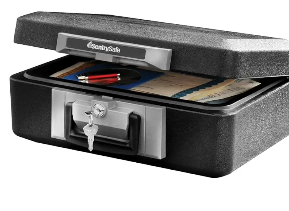 SentrySafe Fireproof Safe Box with Key Lock, Chest Safe with Carrying Handle to Secure Money, Jewelry, Documents, 0.25 Cubic Feet, 6.3 x 15.3 x SentrySafe Fireproof Safe Box with Key Lock, Chest Safe with Carrying Handle to Secure Money, Jewelry, Documents, 0.25 Cubic Feet, 6.3 x 15.3 x