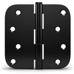 Haidms 3 Pack Matte Black Door Hinges 4 Inch Exterior Door Hinges with 5/8" Radius Corner Removable Pin Full Mortise for Heavy Duty Hardware