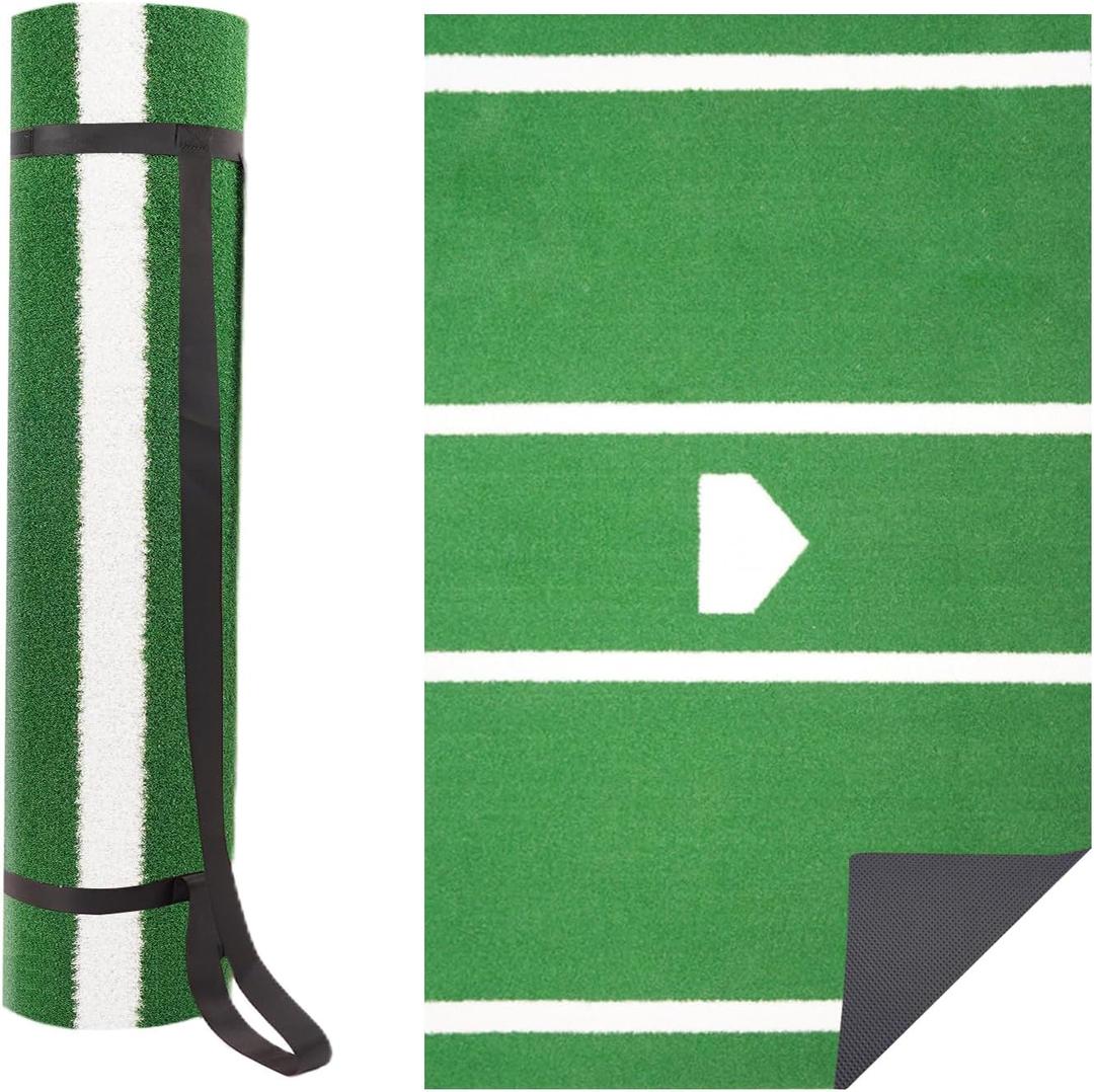 Baseball Hitting Mat Batting Mat 6x4 FT Baseball Home Plate Matt with Anti-Slide Bottom, Indoor Outdoor Portable Batters Box Turf Mats for Batting Stance Practice
