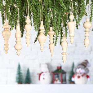 Namalu 8 Pcs Christmas Ball Drop Ornaments 4 Inch Wooden Simple Elegant Shatterproof Finial Christmas Decoration for Xmas Trees Drop Hanging Ornaments Wreaths Garland Mantel Shelf Decor (Burlywood)