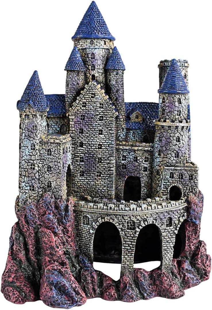 Penn-Plax Age-of-Magic Wizards Castle Aquarium Dcor  Resin for Freshwater and Saltwater Fish Tanks  Large (RRW8) (Vegetable)