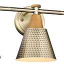 FEMILA Antique Brass Bathroom Vanity Light, 3-Lights Industrial Modern Wall Sconce Bathroom Lighting, Hammered Metal Shade Finish, 4FG59B-3W BG (22")