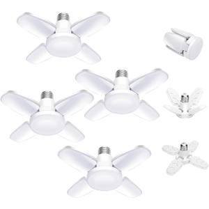 4Pack LED Garage Light Bulb,Mini 50W LED Garage Ceiling Lights 4 Adjustable Panels,5000Lumen Garage LED Light Bulb,E26 6500K Daylight LED Shop Lights for Garage,Kitchen,Indoor,Attic Light