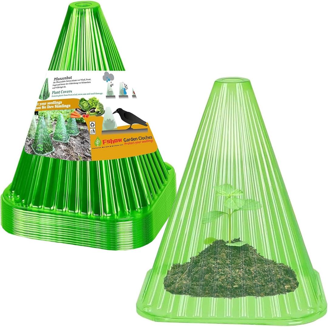 Garden Cloches,20 Pack Reusable Plant Bell Cover,Bell Jar Cloches for Protection Against Sun, Frost, Snails Etc. (Green)