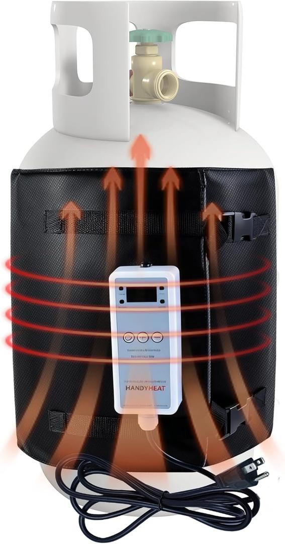 Propane Tank Heater Blanket, 43.3 x 13.4" Gas Lp Cylinder Warmer Heated Insulated Propane Tank Covers Waterproof RV Cylinder Tanks Heating Wrap with Temperature Control 40-158 Fits 20,30,40 LB Tanks