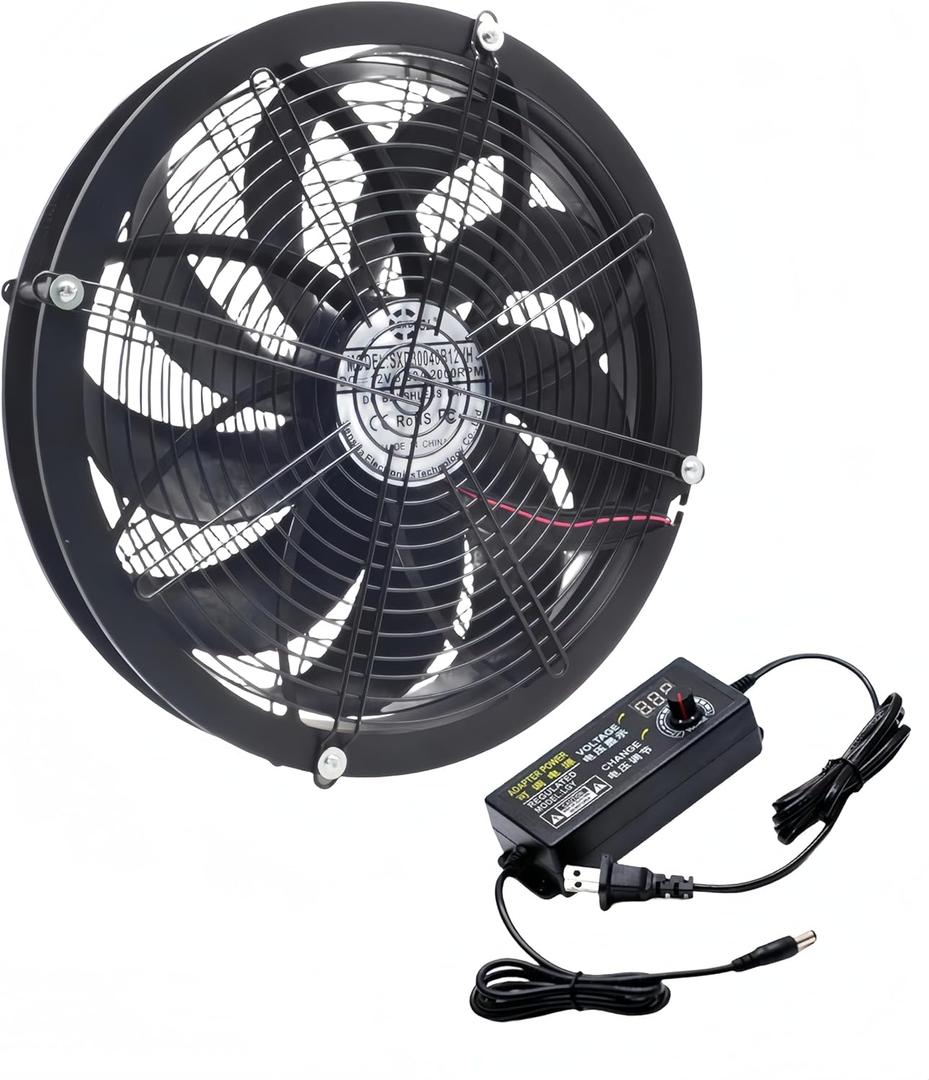 Powerful Circular 12-Inch 30cm X 4cm AC 115V Industrial Fan with Speed Controller - 730CFM High Airflow - Ideal for Workshops, Greenhouses, Server,Inverter