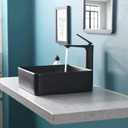 Davivy 14.3'' Matte Black Bathroom Sinks with Pop Up Drain,Square Vessel Sinks,Bathroom Sinks Above Counter,Ceramic Vessel Sink,Square Sink Bowls for Bathroom