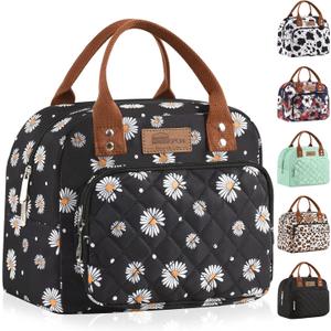 Buringer HOMESPON Lunch Bag for Woman Man Adults with Front Pocket Insulated Lunch Tote Lunch Box Container for Work Picnic or TravelDaisy