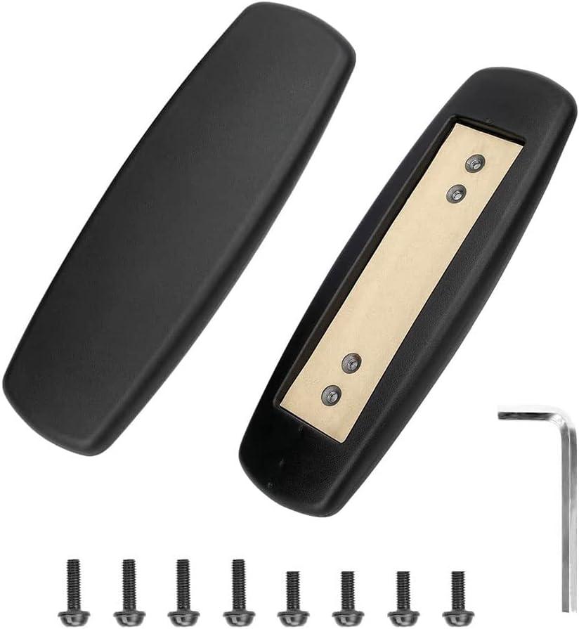 ALUCSET 10" Long x 3" Wide Office Chair Replacement Armrest Arm Pads Caps Univeral 4" 5.5" Mounting Hole Office Chair Parts 1 Pair (Black, Set of 2)
