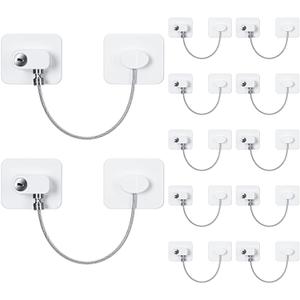 12 Pack Refrigerator Lock with 12 Keys Fridge Locks Combination Adhesive Child Safety Cabinet Freezer Door Lock Adult File Drawer Kitchen Appliance Furniture Closet (White)