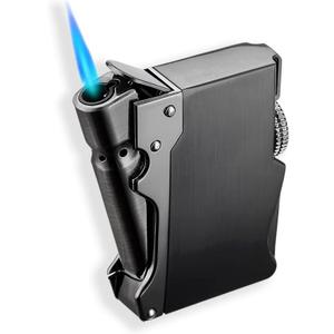 WEQTETJU Torch Lighter, Cool, Unique Design, Inflatable and Adjustable, Butane Lighter, Men's Gift (Butane Not Included) (Black)