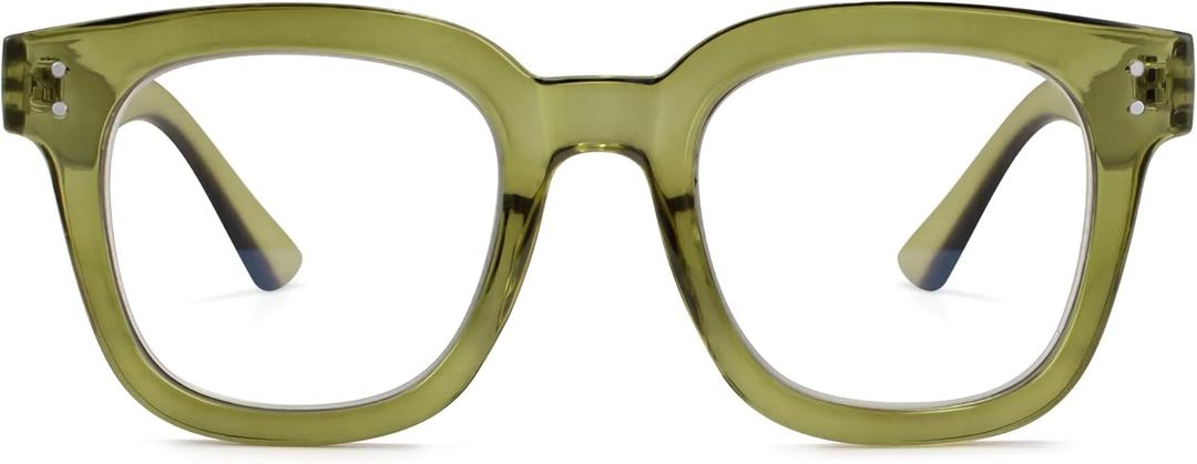 Madison Avenue Oversized Blue Light Blocking Glasses for Women Fashion Blue Light Blockers Anti Eyestrain & UV Protection Computer Eyeglasses (Olive Green)