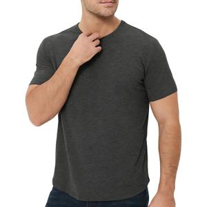 Mens T-Shirts Crew Neck Shirts Athletic Fitted Plain Basic Tees Soft Cotton Blend Comfort T Shirts for Men (Gray, M)