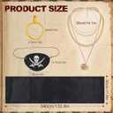 AWAYTR Pirate Costume Accessories Set for Men and Women, Comes with Head Scarf, Necklace, Sash Belt, Eye mask (Black)