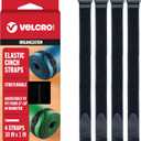 VELCRO Brand 30 Inch Elastic Straps 4 Pack, Use as Yoga Mat Straps, Fasten Outdoor Umbrellas, Wood, Tarps, Blankets, Poles and more, Stretchable and Adjustable For a Snug Fit