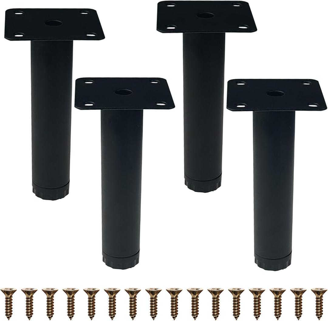 6" / 15cm Furniture Legs Set of 4, Modern Metal Sofa Legs Furniture Support Feet Replacement Leg for Sofa Couch Chair Ottoman Cabinet Table (Black)