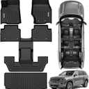 OEDRO Floor Mats & Cargo Liner Fit for Jeep Grand Cherokee L 2025-2021 (ONLY for 6 Seat), TPE All Weather Custom Fit 3 Row Floor Liners and Trunk Liner, Black (Without Center Console)