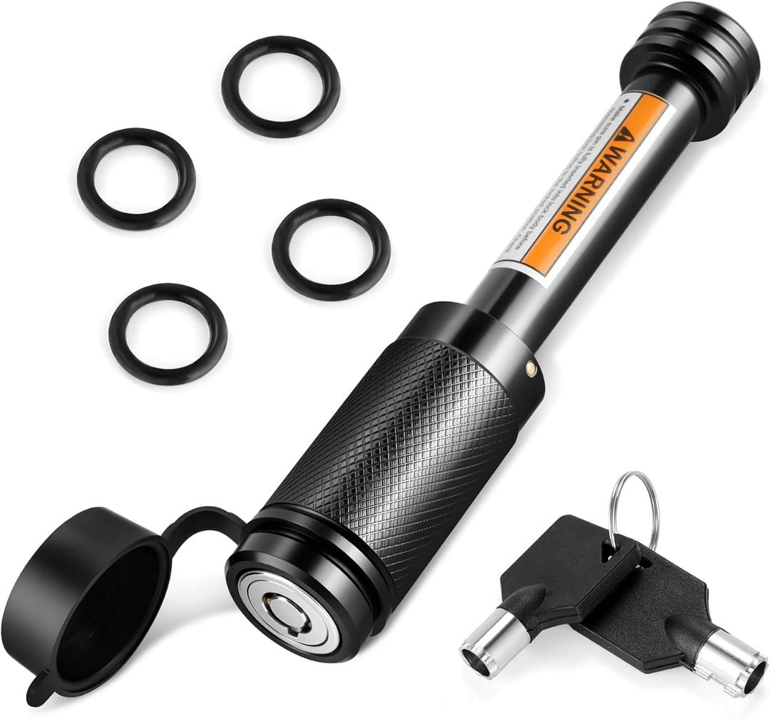 JUSTTOP Trailer Hitch Receiver Pin Lock,5/8" Dia 2-3/4" Long Pin Trailer Lock for Class III IV 2" Receiver with 4 Anti-Rattle Rubber O-Rings,for Trailer Truck Car Boat