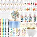 HyDren 158 Pcs Paint Party Favors Bulk 4 x 4 Inch Canvas Easel and Watercolor Paint Set Palette Brush Stickers Tattoo Sticker Keychains for Art Party Gifts