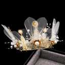 Flowers Mesh Pearls Crown Cake Topper For Weddings, Parties, Costume, Cosplay, Photography Prop