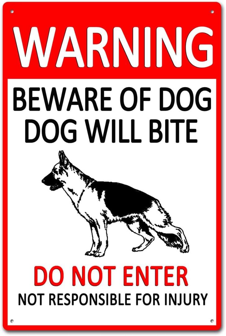 Funny Warning Metal Sign Beware of Dog Do Not Enter Not Responsible for Injury Tin Sign for Fence Yard Garden 8x12 Inches