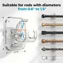 No Drill Curtain Rod Brackets - 20LB, 6 Pack Self Adhesive Curtain Rod Holder, Peel and Stick Wall Hooks, Renter Friendly Upgrades for Apartment, Kitchen, Bathroom, Dorm, Living Room and RV