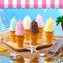 Seenelling 6 Pcs Simulated Ice Cream Artificial Lifelike Fake Ice Cream Cone Fake Food Model for Home Kitchen Cabinet Showcase Desk Shops Summer Display Photography Props Party Decoration