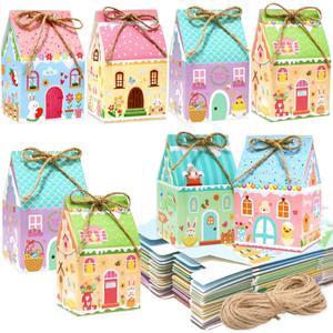 MKLTUHGDG 24 Pcs Easter Treat Boxes Mini Easter Party Favor Boxes Gift Bags Easter Parties Supplies for Party Favors Goodies Cookies Treats Candies Meals Lunch