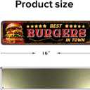 Best Burgers in Town Metal Sign - Large Vintage Diner Sign for Kitchen, Dining Room or Man Cave, 4 x 16 Inch