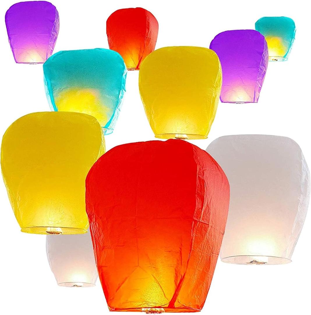 12Pcs Colorful Paper Lanterns with Marker Pen Decorative for Family Celebrations, Weddings & Party Decor
