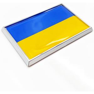 3 x Ukraine Flag Sticker Emblem Ukrainian Decal Car Chrome Flags, 2 Pack, 3 x 2 inches