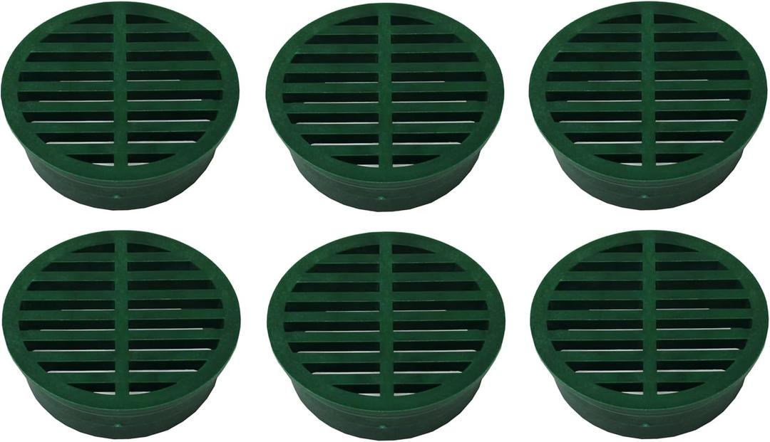 4" Outdoor Round Flat Drain Grate Cover (6, Green)