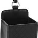 RED SHIELD Car Auto Air Vent Leather Tidy Storage Hanging Bag Case Organizer for Keys, Coin, Cell Phone & Glasses. Universal Vehicle Small Bucket with Hook. Keep Your Car Clean & Organized. Black