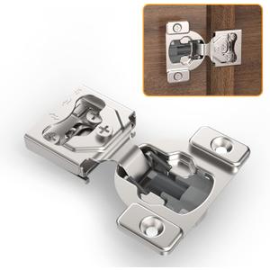 Chibery 10 Pack 7/16" Overlay 4D Concealed Hinges for Face Frame Door, Soft Close On/Off Switch, Self Closing, 105 Open Angle Concealed Stainless Steel Hinges for Framed Cabinet, Satin Nickel