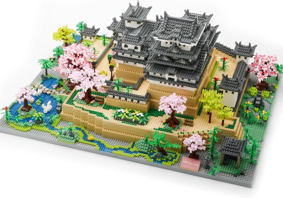 JXRLMB Japanese Micro Building Blocks Sets for Adults 10080 PCS Japan Himeji Castle with Cherry Blossoms Model Kit Big Architecture Landmarks Collection Kit