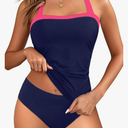 Womens Two Piece Tankini Swimsuit Tummy Control Bathing Suits Slim Halter Swimwear with High Waisted Bottom L
