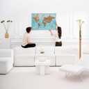 Canvas World Map with Cork Pin Board - English Lettering - Decorative Wall Decoration for All Rooms - Canvas Pictures with World Map Motif (90x60 cm, Pattern 10)