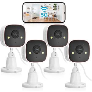 Jennov 2K WiFi Security Camera Indoor/Outdoor, Plug-in Home Surveillance Cam with Color Night Vision, Human Motion Detection, 2-Way Audio, IP66 Waterproof, Baby & Pet Monitor, 5G/2.4G,  4pcs Outdoor Camera
