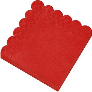 120 Pcs Red Scalloped Cocktail Napkins, 2-Ply Red Disposable Beverage Party Napkins for Dinner Wedding Birthday Baby Shower