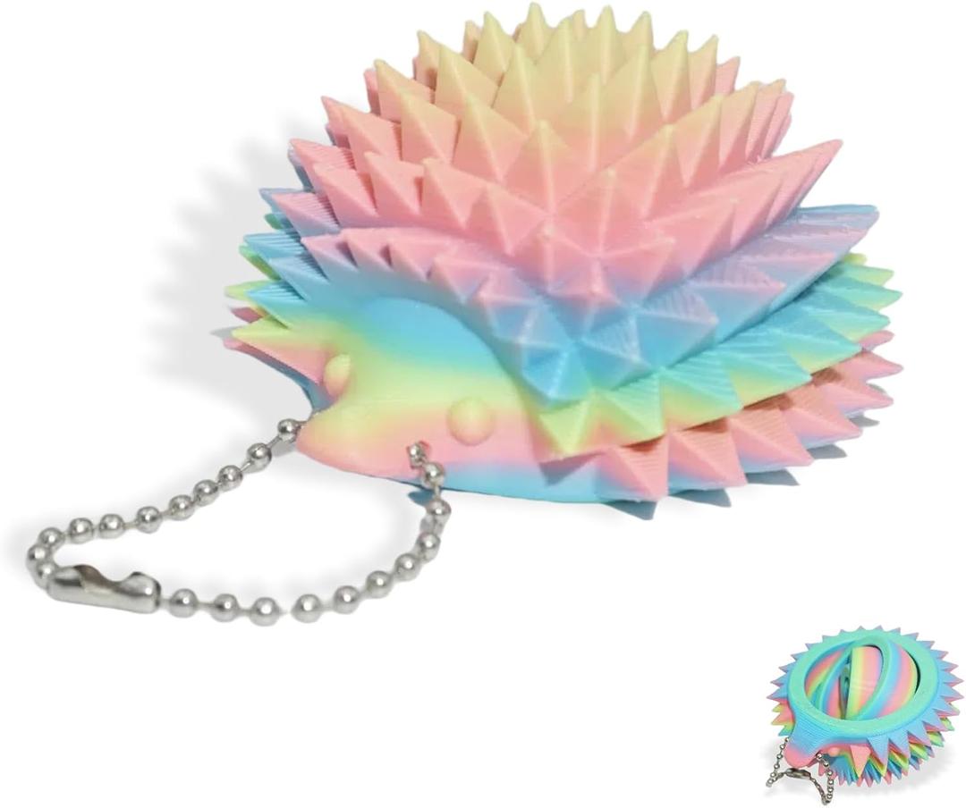 Mini Ouchies Pain Spinning Fidget, 3D Printed Hard Spiky Fidget, Little Ouchies, Stim Sensory for Stress Relief &Focus, Novelty Hedgehog-shaped Keychains Valentines Gifts(Random Rainbow Colors)