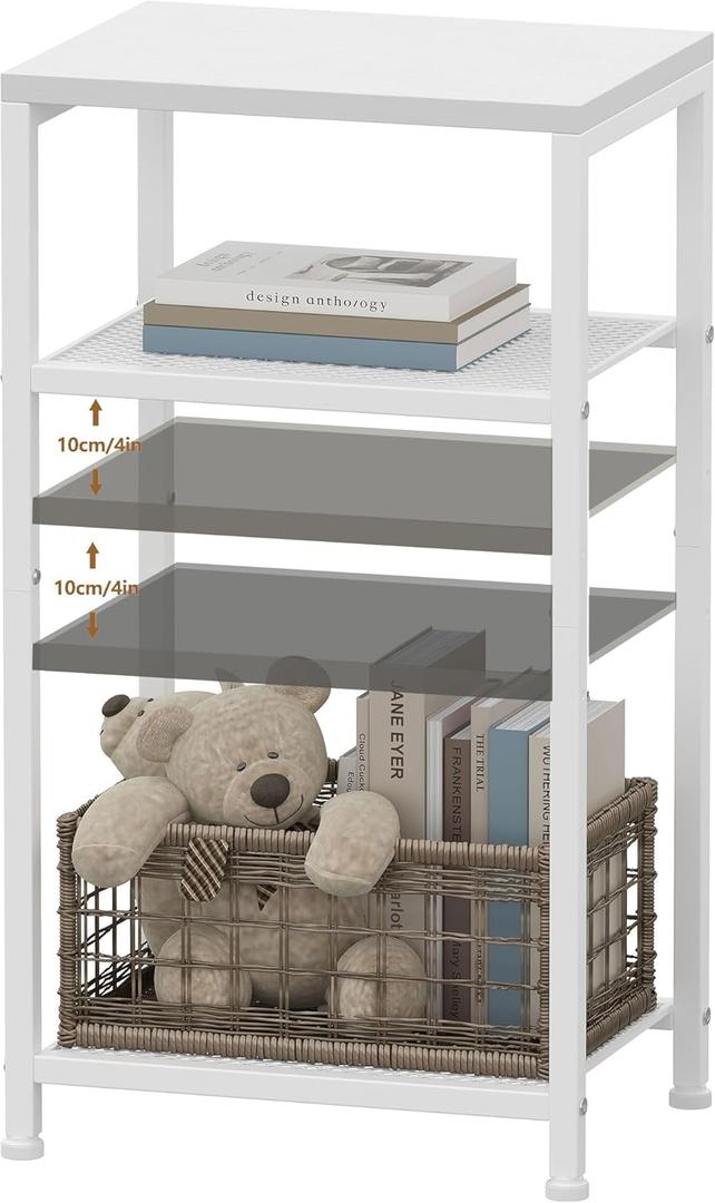 Heybly Small Side Table, 29.1" Tall End Table with Adjustable Shelf, Telephone Table, Nightstand, Accent Table Stand, Small Entryway Table, Bedroom,Living Room, Office,Bathroom, White, HET003WT1