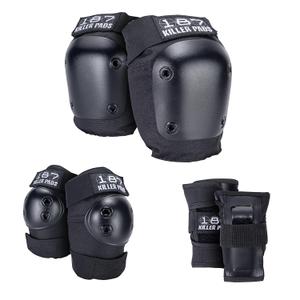 187 Killer Pads Six Pack Pad Set, Protective Gear for Elbows, Knees, and Wrists - Ideal for Skateboarding, Roller Skating, and Inline Skating