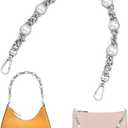 WADORN Pearl Purse Replacement Chain, 14.1 Inch Large Pearl Bead Short Bag Handle Strap Bag Charms Crossbody Decoration Chain for Satchel Clutch Shoulder Hobo Bag Dumpling Pouch, Platinum
