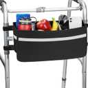 JOYTUTUS Walker Basket for Seniors, Basket for Walkers with Cup Holder, with Two Split Board, Foldable Walker Storage Bag, Best Gift for Family and Friends, Black (Not Fit Rollator Walkers)