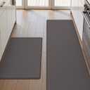 DEXI Kitchen Floor Mats 17"x29"+17"x59" Cushioned Anti Fatigue Standing Runner Rug Waterproof, Comfort Memory Foam Polyvinyl Chloride Padded for Front Sink Laundry, Dark Taupe