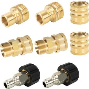 Pressure Washer Quick Connect Kit, Quick Disconnect Kit, M22 14mm Metric Male Thread Quick Connector, M22 to 3/8'' Quick Connect, 3/4" to Quick Release, 8 Pack