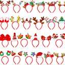 MGparty 24pcs Christmas Headbands Party Favors Decoration Supplies Xmas Gifts Photo Booth Xmas Tree Snowman Reindeer Antlers Santa Hat