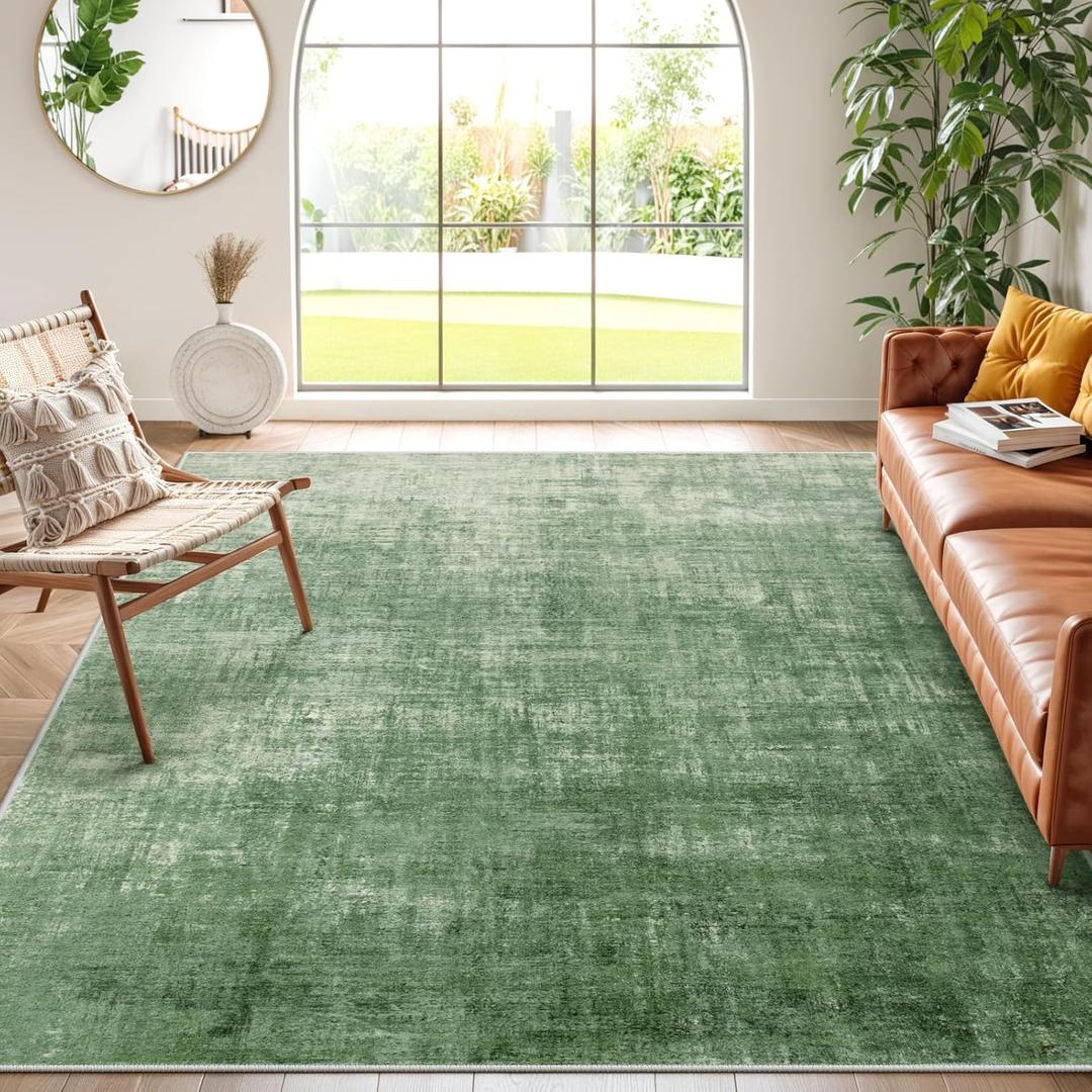 Lahome Green Area Rugs 8x10,Boho 8 x 10 Area Rugs for Living Room,Soft Bedroom Rug 8x10 Under Bed,Modern Abstract Ombre Non-Slip Low-Pile Throw Carpet for Dining Room Office(8'x10',Green)